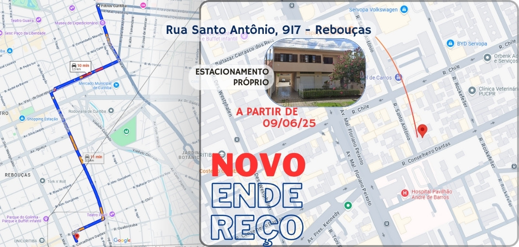 Novo endereço:Rua Santo Antônio, 917, Rebouças
