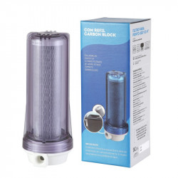 Filtro de água para ponto de uso BBI 230 POU transparente com elemento de carvão ativado de 9.3/4" Filtro de água para ponto de uso BBI 230 POU transparente com elemento de carvão ativado de 9.3/4"