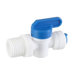Registro mini válvula plástica com engate rápido para mangueiras de 1/4" x rosca macho 1/2" Registro mini válvula plástica com engate rápido para mangueiras de 1/4" x rosca macho 1/2"