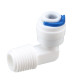 Conector cotovelo, engate rápido 1/4" x rosca 1/4", plástico, branco