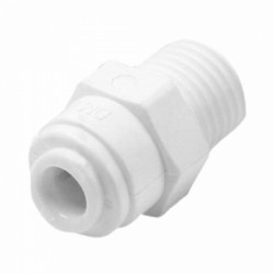 Conector reto branco rosca macho 1/8" x engate rápido para mangueiras de 1/4" Conector reto branco rosca macho 1/8" x engate rápido para mangueiras de 1/4"
