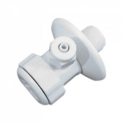 Conexão T plástica (ABS) branca, roscas M x F 1/2" x engate rápido 1/4" Conexão T plástica (ABS) branca, roscas M x F 1/2" x engate rápido 1/4"