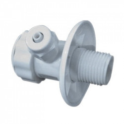 Conexão T plástica (ABS) branca, roscas M x F 1/2" x engate rápido 1/4" Conexão T plástica (ABS) branca, roscas M x F 1/2" x engate rápido 1/4"