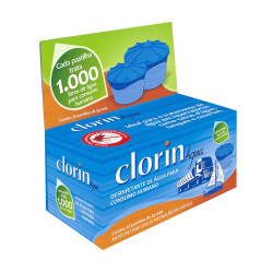 Clorin 1.000, cloro em pastilhas pré-dosadas para desinfecção de água Clorin 1.000, cloro em pastilhas pré-dosadas para desinfecção de água