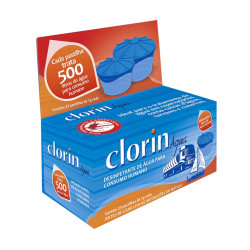 Cloro em pastilhas pré-dosadas Clorin 500, para desinfecção de água Cloro em pastilhas pré-dosadas Clorin 500, para desinfecção de água