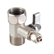 Conexão cromada com registro, roscas 1/2", mangueira 1/4"