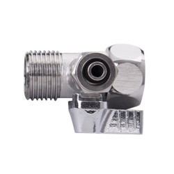 Conexão cromada com registro, roscas 1/2", mangueira 3/8" Conexão cromada com registro, roscas 1/2", mangueira 3/8"