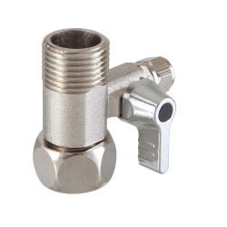 Conexão cromada com registro, roscas 1/2", mangueira 1/4" Conexão cromada com registro, roscas 1/2", mangueira 1/4"