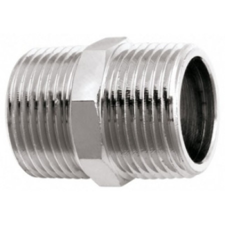 Niple duplo metal cromado, 1/2", Blukit