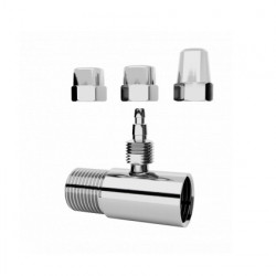 Adaptador cromado curto para filtros, roscas 1/2", saída lateral para mangueiras diversas, Blukit Adaptador cromado curto para filtros, roscas 1/2", saída lateral para mangueiras diversas, Blukit