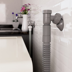 Adaptador articulado Blukit, 45° e 90° com retenção, para saída de esgoto Adaptador articulado Blukit, 45° e 90° com retenção, para saída de esgoto