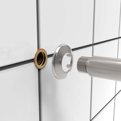 Canopla aço inox com aletas Blukit, diam. 56 X 21 mm (conex. 1/2") Canopla aço inox com aletas Blukit, diam. 56 X 21 mm (conex. 1/2")