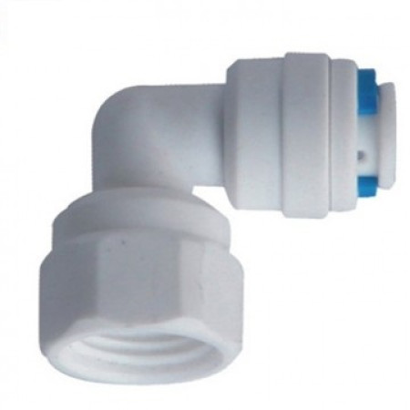 Cotovelo plástico branco rosca interna 1/2" x engate rápido 1/4" (tubo 6,35 mm)