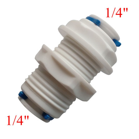 Conector bulkhead (com anteparo), engates 1/4” x 1/4” x rosca externa 16,5 mm