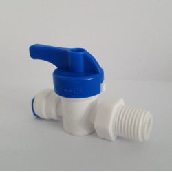 Registro mini válvula plástica com engate rápido para mangueiras de 1/4" x rosca macho 1/2" Registro mini válvula plástica com engate rápido para mangueiras de 1/4" x rosca macho 1/2"