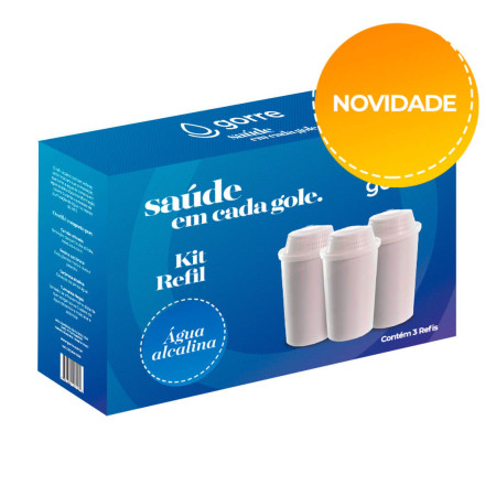 Refil alcalinizante para jarras Gorre, kit com 3 unidades