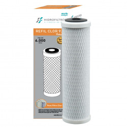 Refil carbon block 9.3/4" Hidrofiltros, 5 micra, para filtros de decloração Refil carbon block 9.3/4" Hidrofiltros, 5 micra, para filtros de decloração