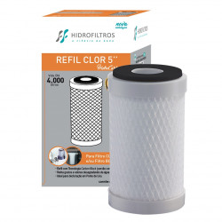 Refil carbon block Hidrofiltros Clor 5", para filtros de decloração Refil carbon block Hidrofiltros Clor 5", para filtros de decloração