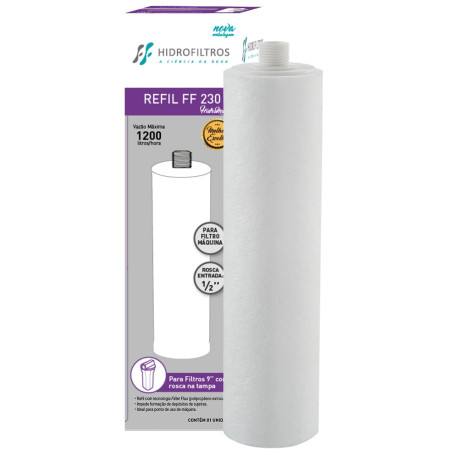 Refil 5 Filter Flux 230 L (9.3/4" com rosca), polipropileno, 5 micra, Hidrofiltros