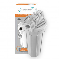Filtro de água para ponto de uso Hidrofiltros Clor 9.3/4", branco, roscas de 1/2" Filtro de água para ponto de uso Hidrofiltros Clor 9.3/4", branco, roscas de 1/2"