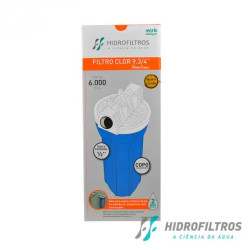 Filtro de água Hidrofiltros Clor 9.3/4", carbon block, transparente, para ponto de uso Filtro de água Hidrofiltros Clor 9.3/4", carbon block, transparente, para ponto de uso