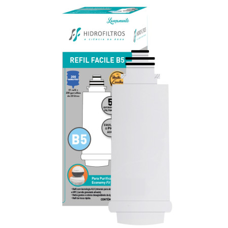 Refil Facile B5, alcalinizante, para purificador Economy Fit Hidrofiltros