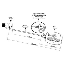 Boia caixa d'água, roscas 1/2" e 3/4", Krona  Boia caixa d'água, roscas 1/2" e 3/4", Krona