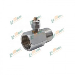 Bucha Te de metal cromada, roscas de 1/2”, saída para mangueira de 3/8" Bucha Te de metal cromada, roscas de 1/2”, saída para mangueira de 3/8"