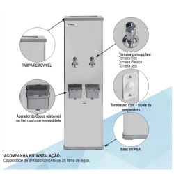 Bebedouro industrial Libell LIC025, 25 litros, compressor 220V, inox Bebedouro industrial Libell LIC025, 25 litros, compressor 220V, inox