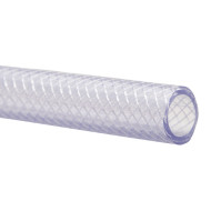 Mangueira PVC atóxica, sanitária, 1/4"x2,5mm, cristal trançada, flexível, alta pressão 250 PSI
