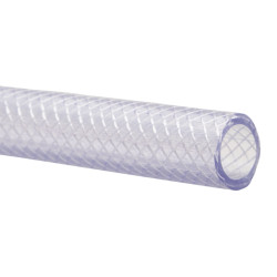 Mangueira PVC atóxica, sanitária, 3/4"x2,5mm, cristal trançada, flexível, alta pressão 250 PSI