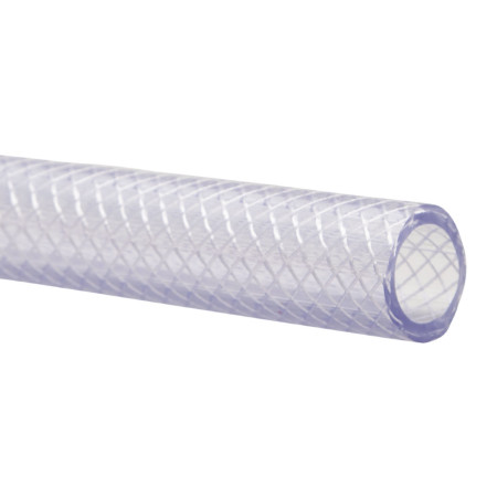 Mangueira PVC atóxica, sanitária, 1/4"x2,5mm, cristal trançada, flexível, alta pressão 250 PSI