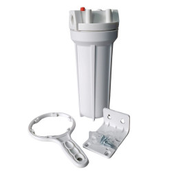 Carcaça branca 9.3/4" com válvula de alívio, r. 3/4", chave, suporte, Microfilter