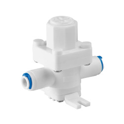 Válvula plástica reguladora de pressão com engates para mangueiras de 1/4" Válvula plástica reguladora de pressão com engates para mangueiras de 1/4"