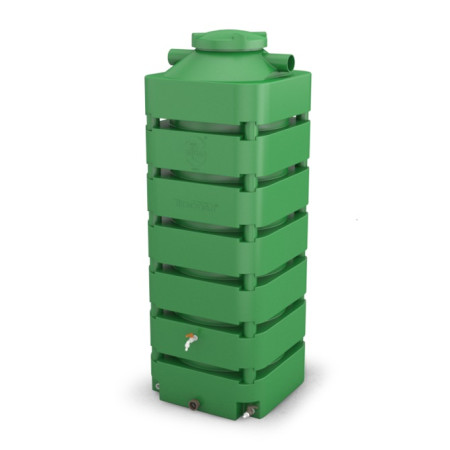 Cisterna vertical modular Tecnotri, 1050 litros, verde, para captação de água da chuva