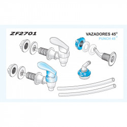 Kit torneiras para bebedouro de garrafão, vazadores 45°, rosca externa 3/8" BSP Kit torneiras para bebedouro de garrafão, vazadores 45°, rosca externa 3/8" BSP