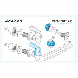 Kit torneiras para bebedouro de garrafão, vazadores 45°, rosca interna 3/8" BSP Kit torneiras para bebedouro de garrafão, vazadores 45°, rosca interna 3/8" BSP
