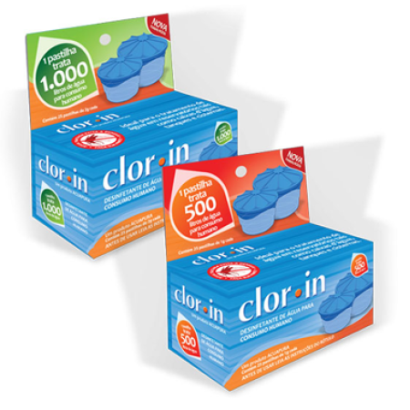 Cloro Clor-In 1.000, pastilhas pré dosadas para tratamento de água, com 25 unidades, Acuapura