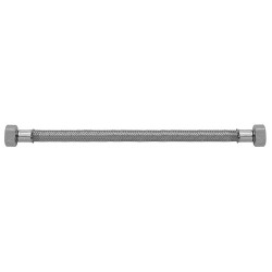 Flexível para água, revestim. aço inox, 0,6 m, roscas FxF de 1/2" - Blukit Flexível para água, revestim. aço inox, 0,6 m, roscas FxF de 1/2" - Blukit